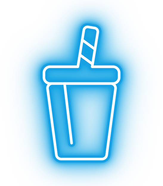 Neon blue drink cup icon